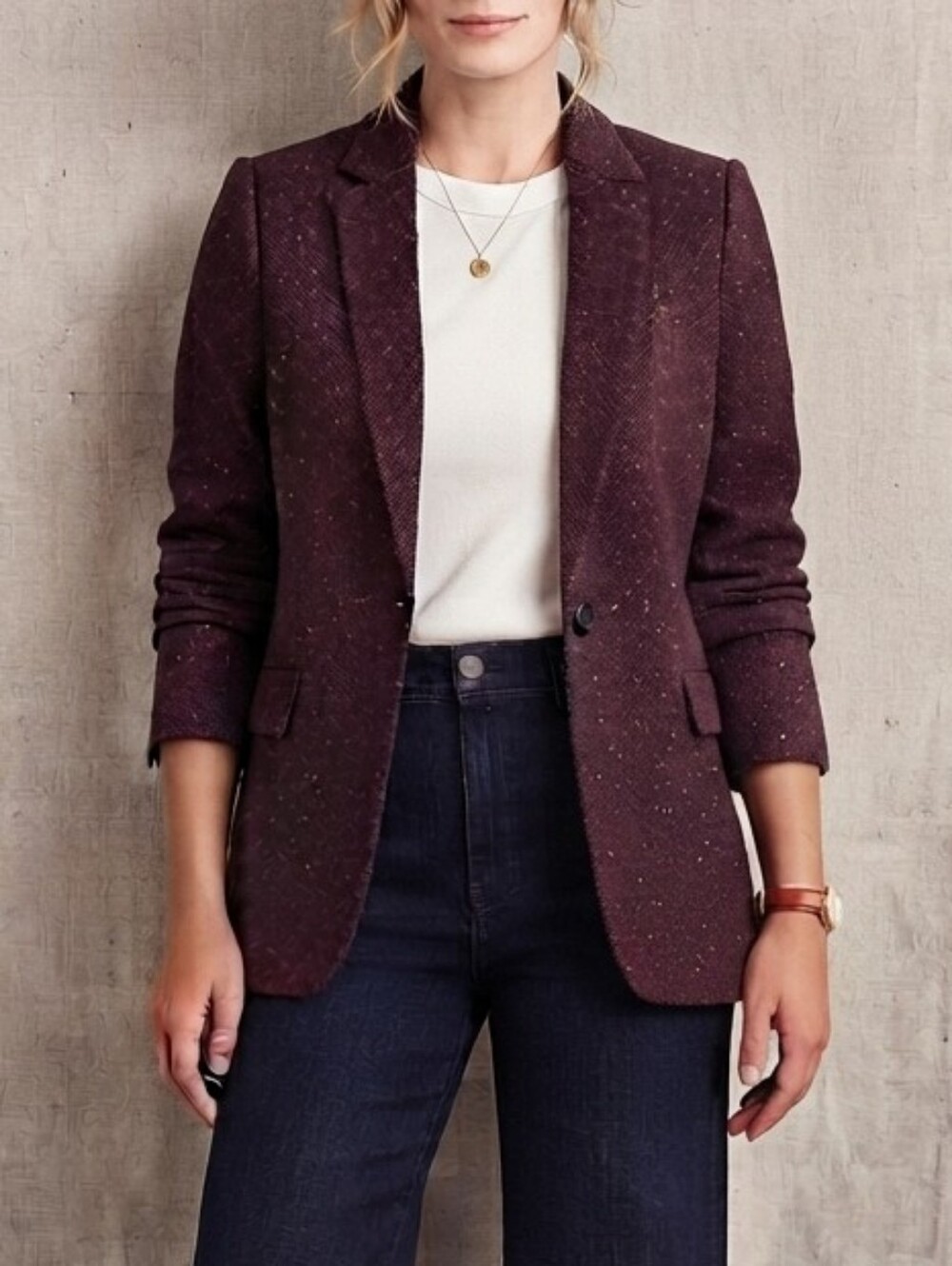 Banana Republic Brown Wool Blend Blazer Sz 12 Academia Heritage Equestrian Prep